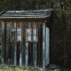 Wooden shed in winter